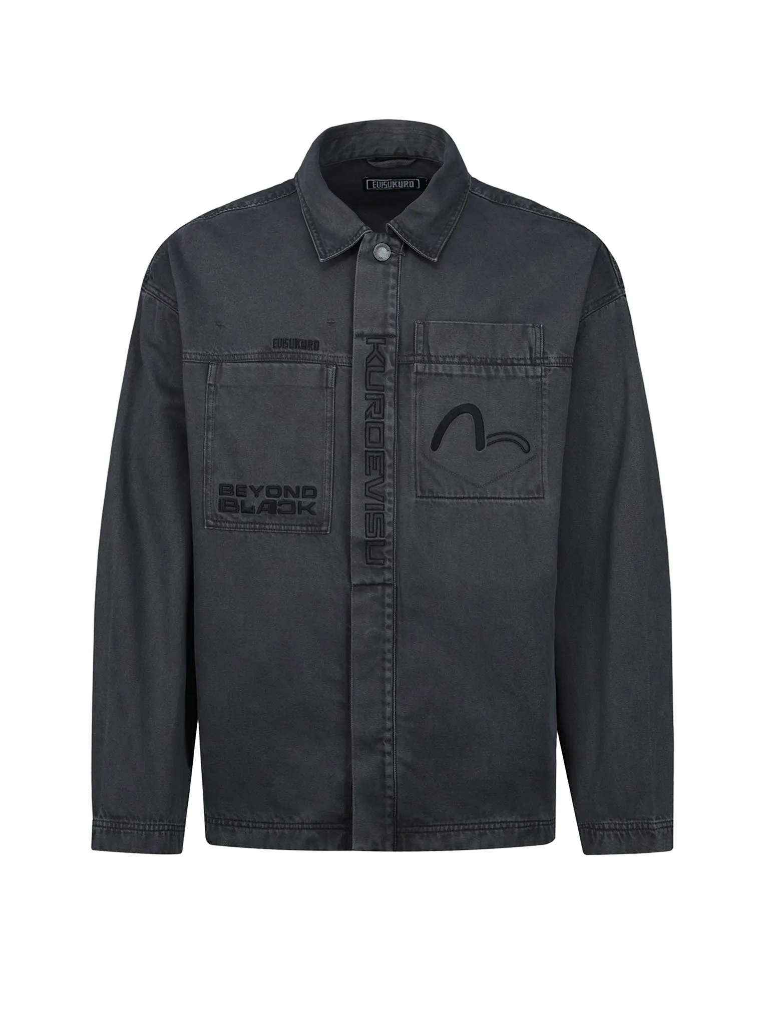 Logo Embroidery Garment Washed Shirt Jacket