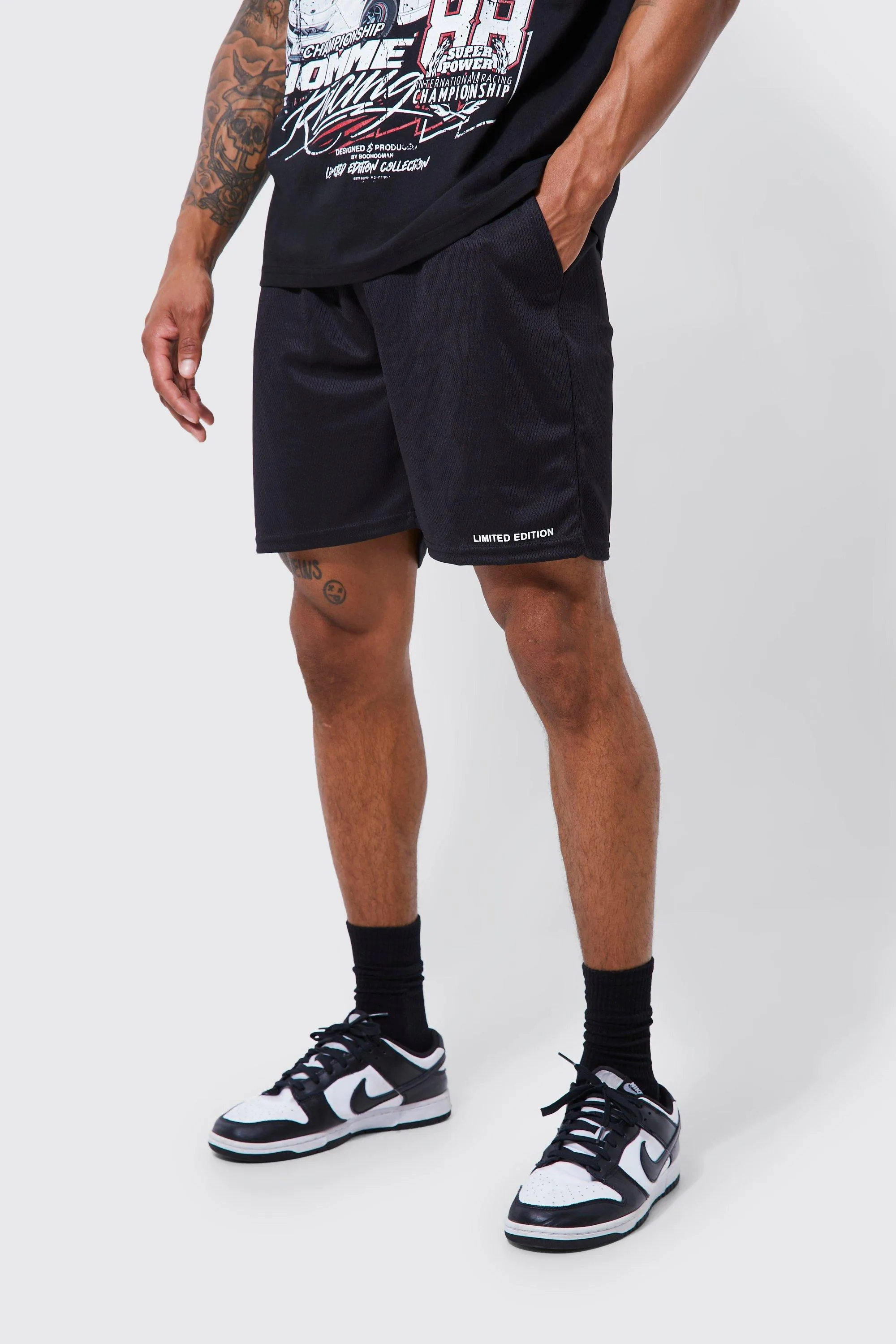 Loose Fit Short Length Limited Mesh Short | boohooMAN UK