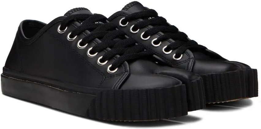 Maison Margiela Black Leather Tabi Low-Top Sneakers