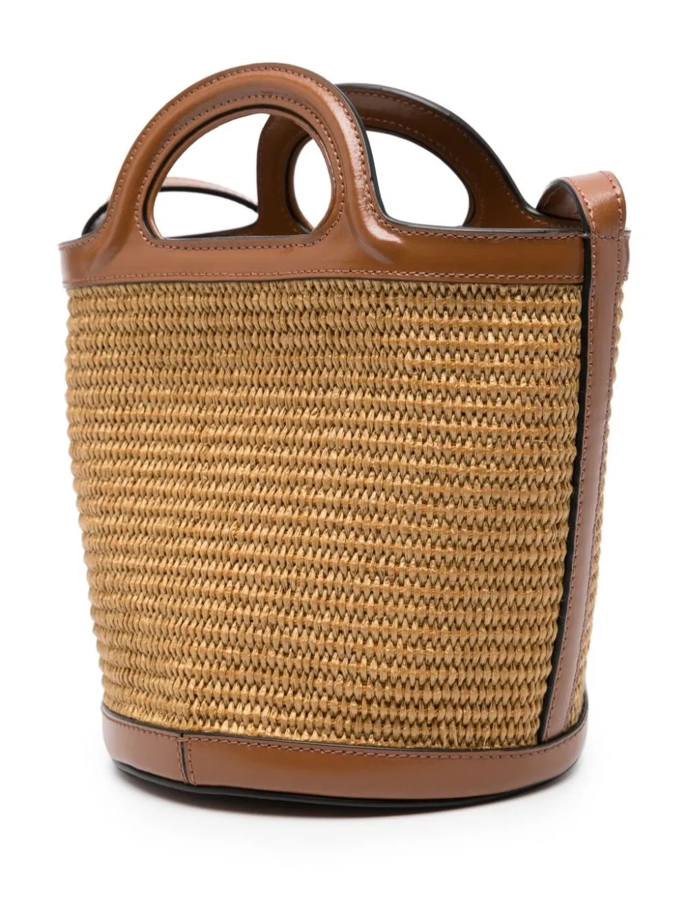 MARNI Tropicalia Small Bag In Brown Leather and Natural Raffia