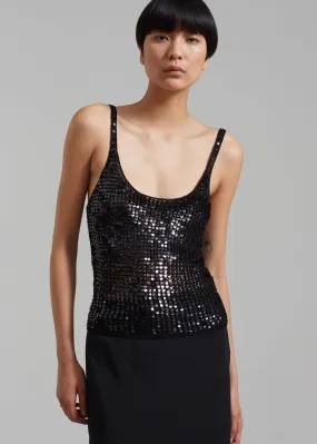 Matteau Crochet Sequins Tank - Black