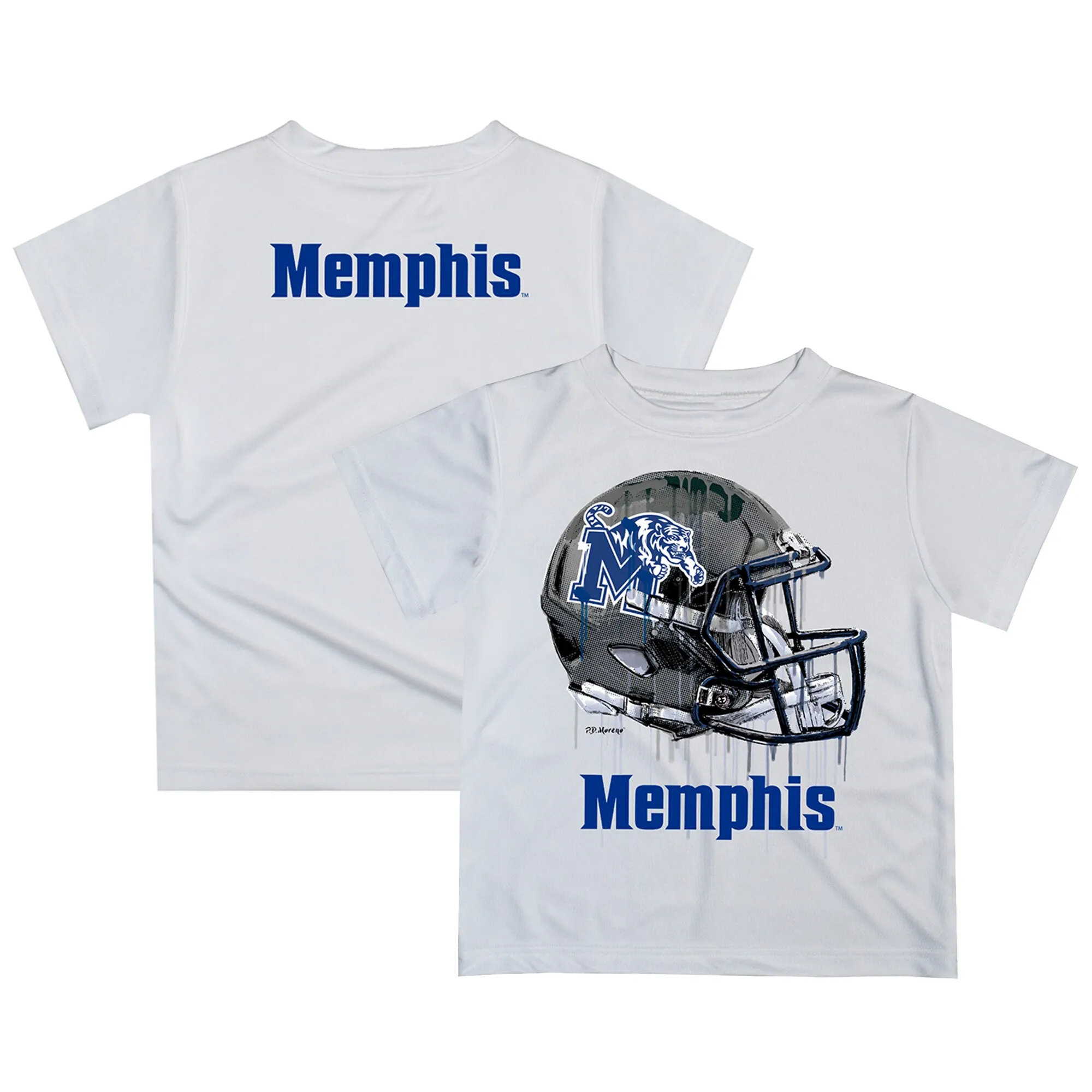 Memphis Tigers Infant White Dripping Helmet T-Shirt