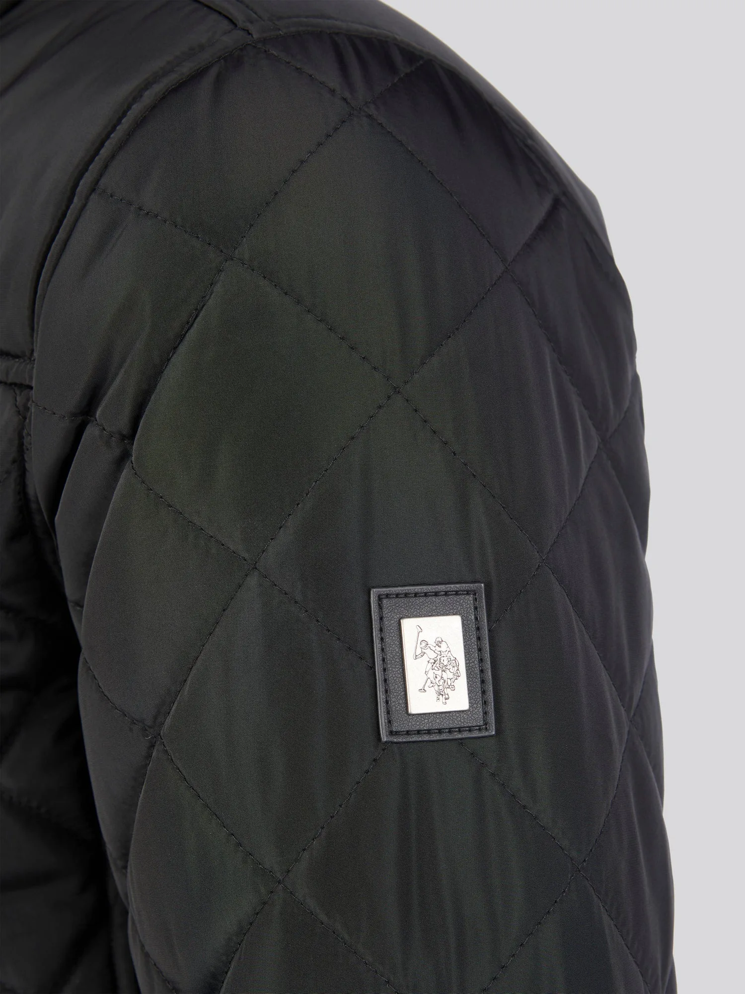 Mens Diamond Quilted Funnel Jacket in Black