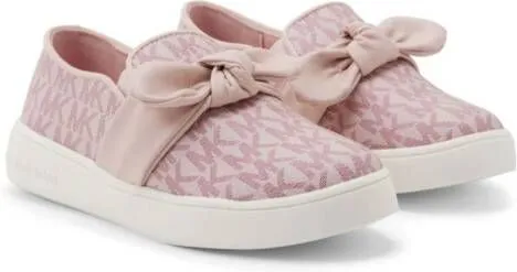 Michael Kors Kids bow-detail monogram-print sneakers Pink