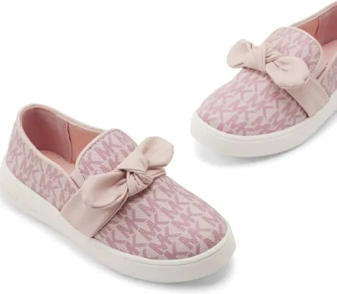 Michael Kors Kids bow-detail monogram-print sneakers Pink