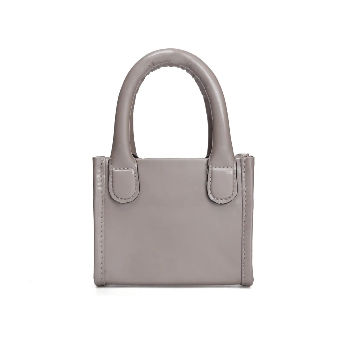 Micro Sized Beige Hand Bag in Patent Leather