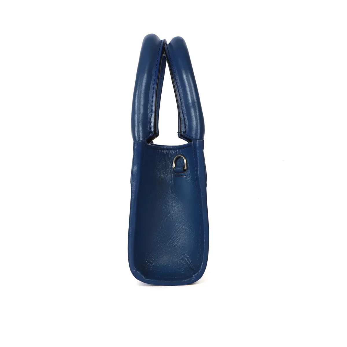 Micro Sized Hand Bag in Blue Genuine Leather