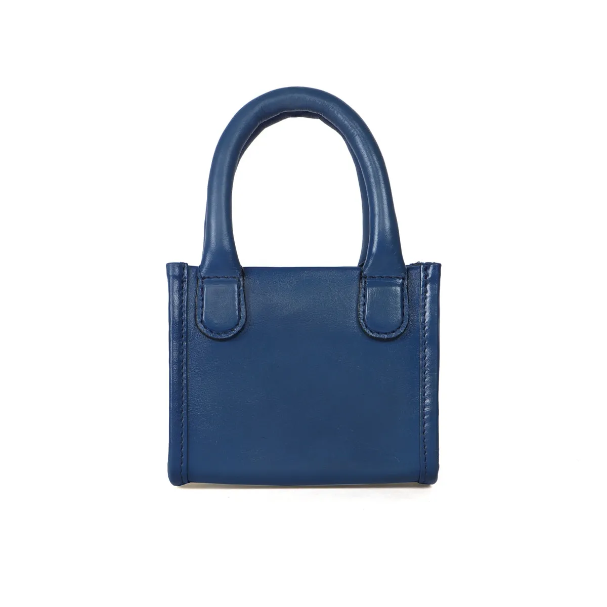 Micro Sized Hand Bag in Blue Genuine Leather