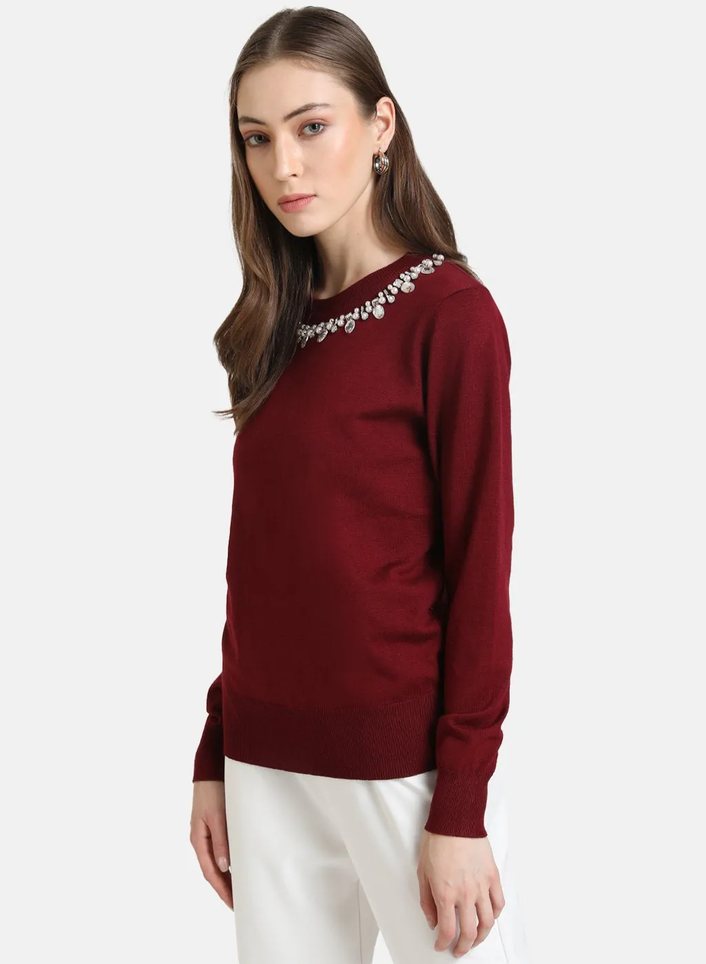 Neck Embellished Pullover