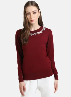 Neck Embellished Pullover