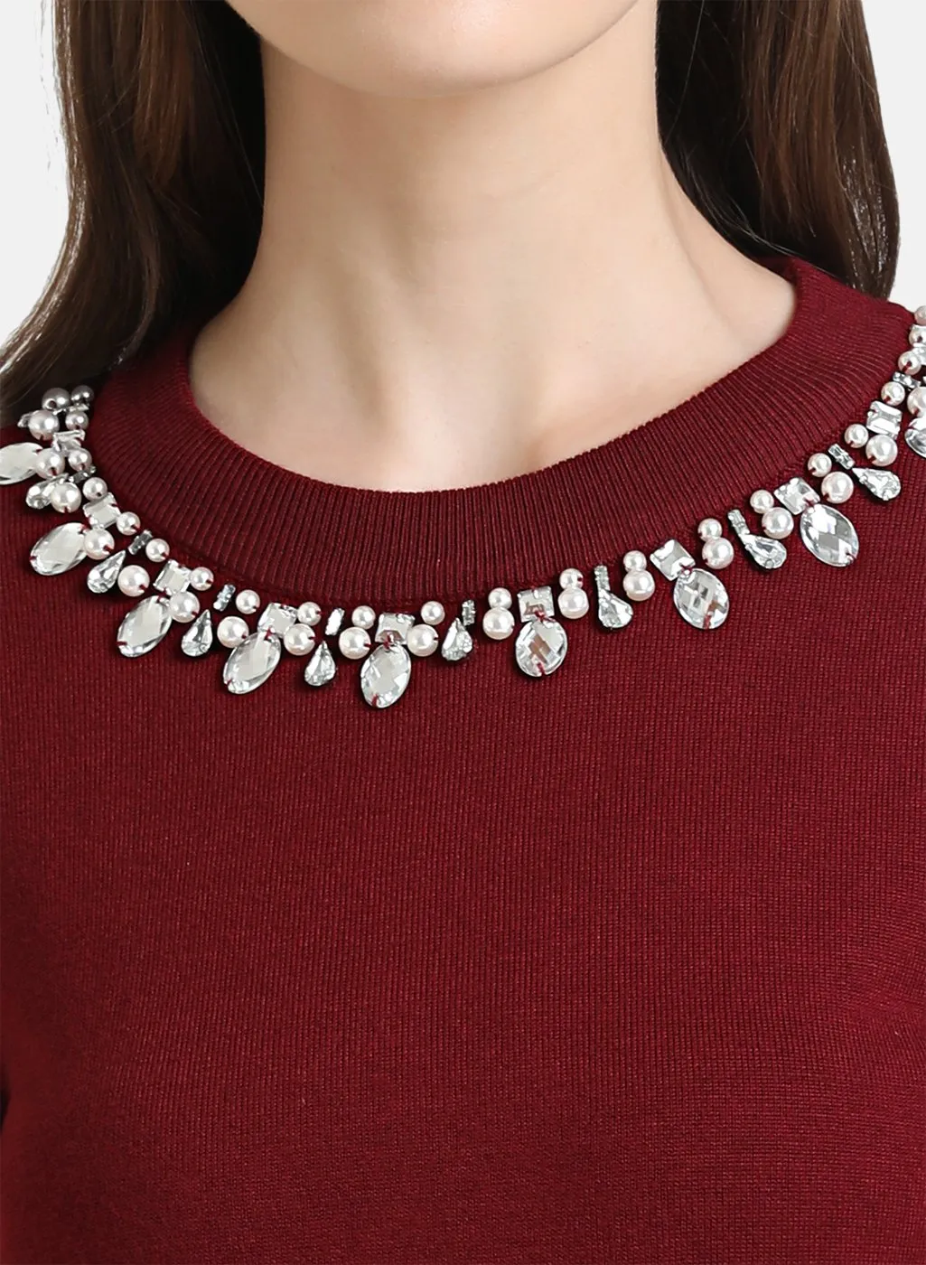 Neck Embellished Pullover