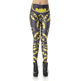 New Women Leggins High Waist Cartoon Batman Logo Badge Legins Printed Skinny Leggings