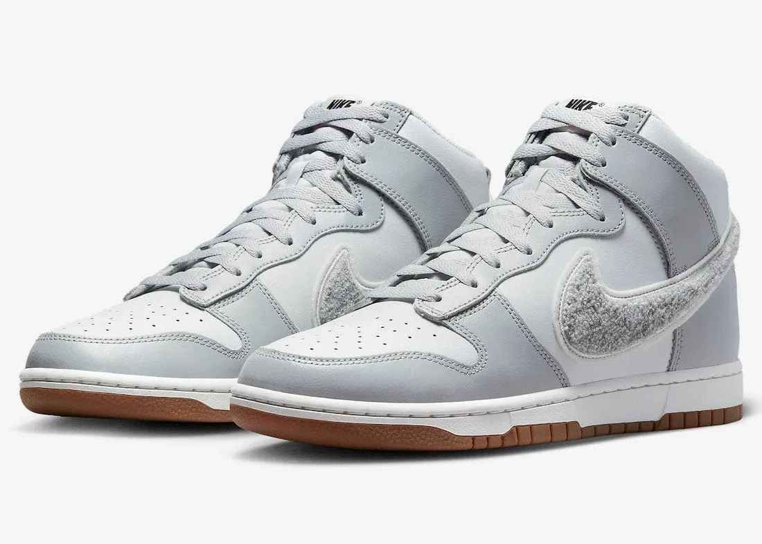 Nike Dunk High Chenille Swoosh White Grey