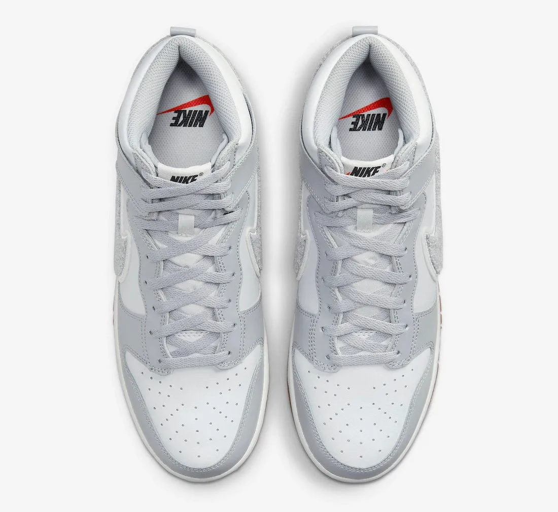 Nike Dunk High Chenille Swoosh White Grey