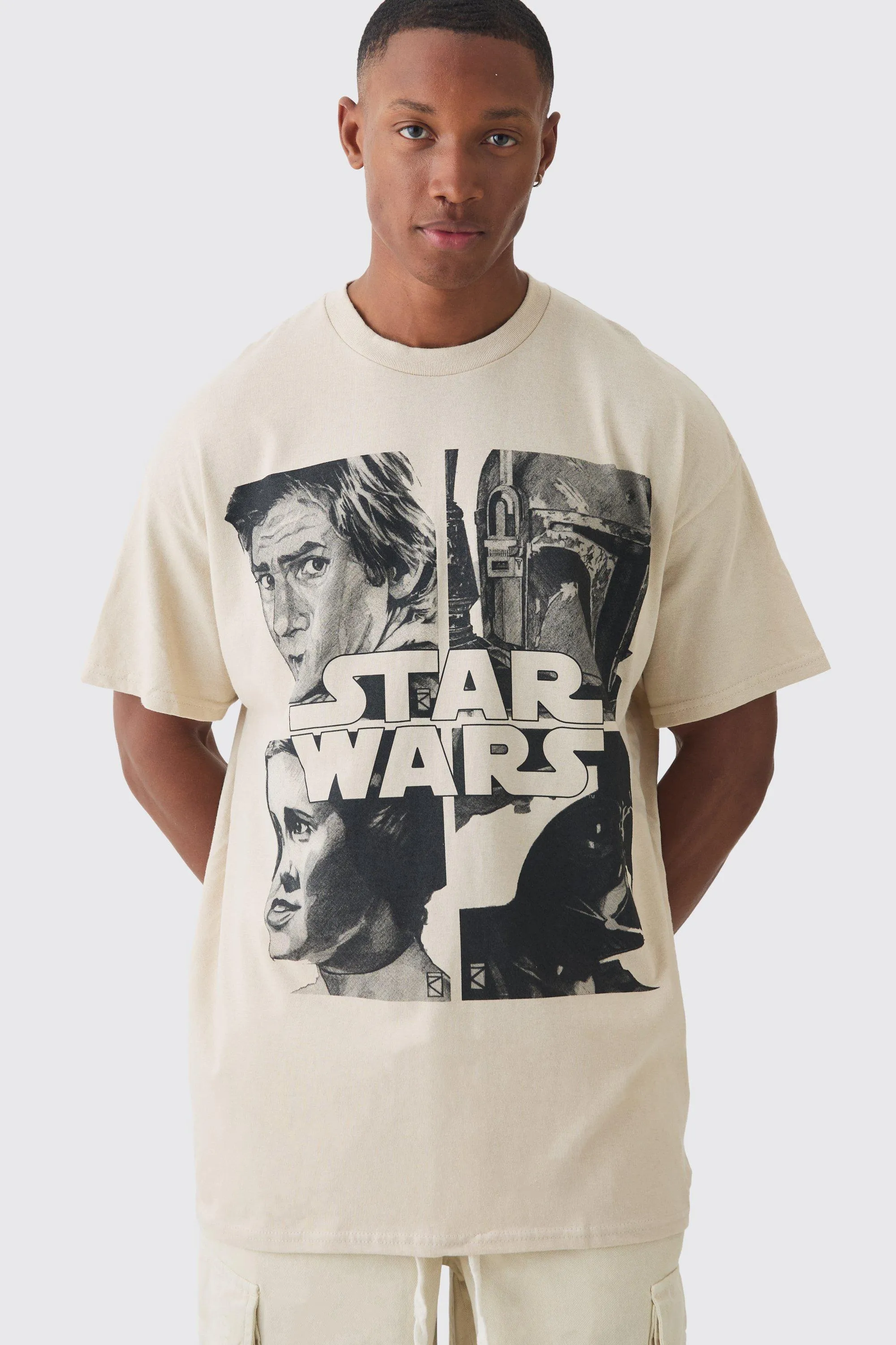 Oversized Star Wars Wash License T-shirt | boohooMAN UK