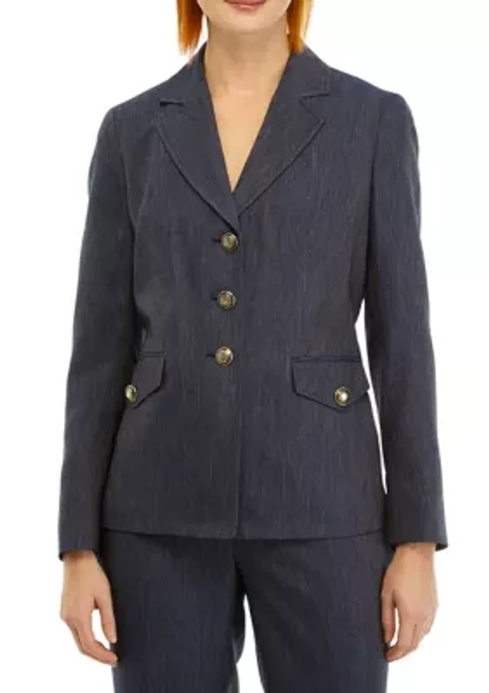 Petite Button Front Notch Lapel Jacket