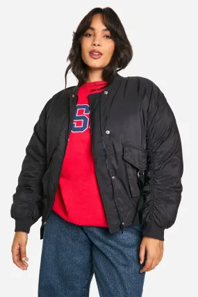 Plus Pocket Detail Oversized Bomber Jacket