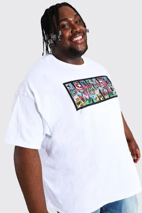 Plus Size Marvel Infill License T-shirt | boohooMAN UK