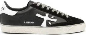 Premiata logo-patch leather sneakers Black