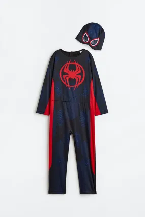 Printed all-in-one suit - Long sleeve - Long - Dark blue/Spider-Man - Kids | H&M GB