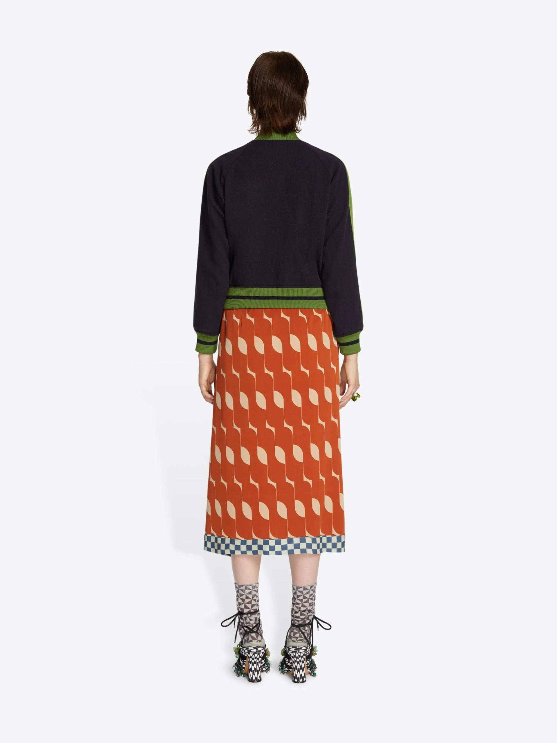 --Printed draped skirt-