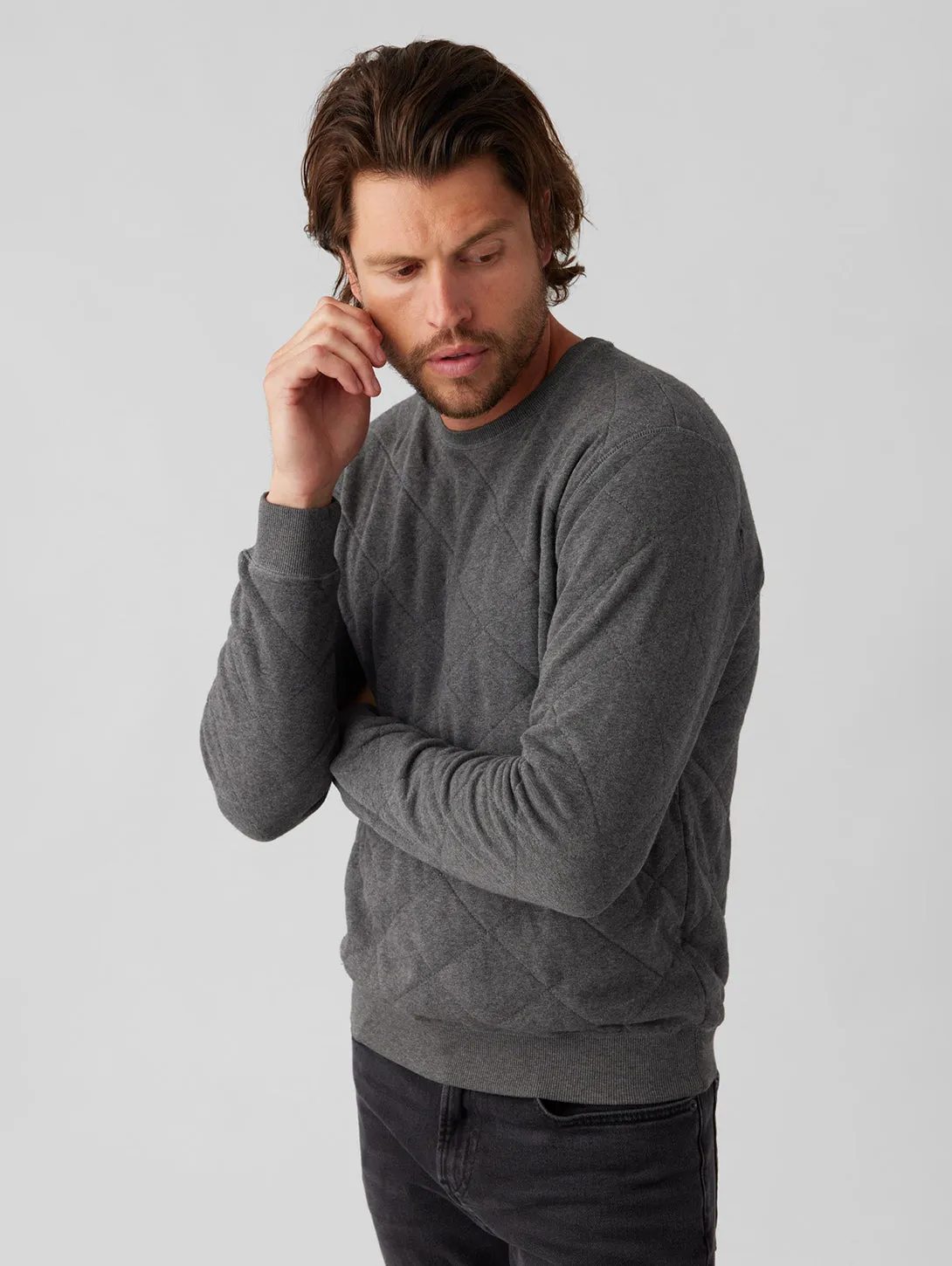 Quilted Pullover - Heather Grey