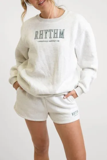 Rhythm College Crew Womens Pullover Fleece - Grey