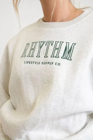 Rhythm College Crew Womens Pullover Fleece - Grey