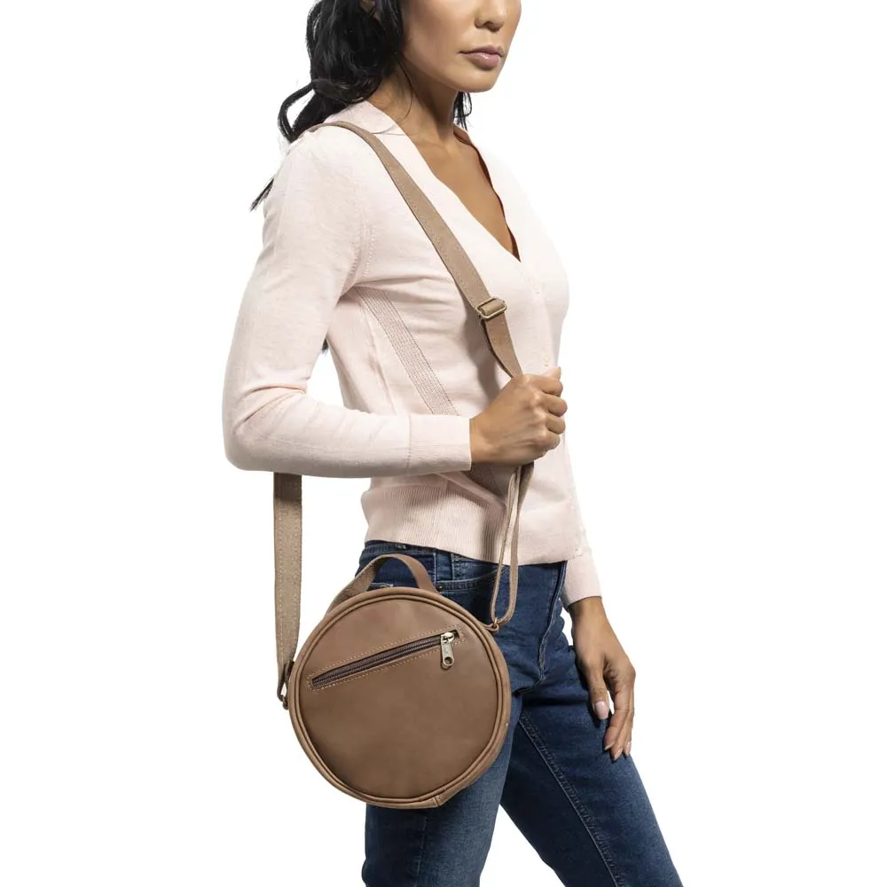 Round Leather bag | Brown