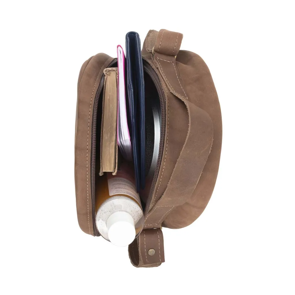 Round Leather bag | Brown