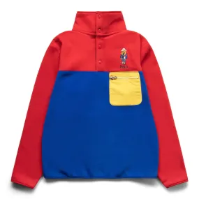 SNAP MOCK NECK COLORBLOCK PULLOVER RED/ROYAL BLUE | Bodega