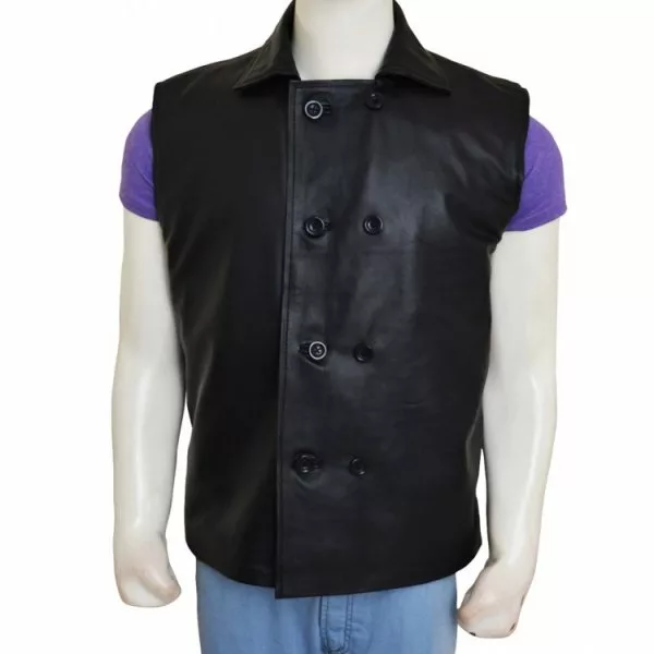 Spider-Man Noir Black Leather Vest - TheLeatherCity