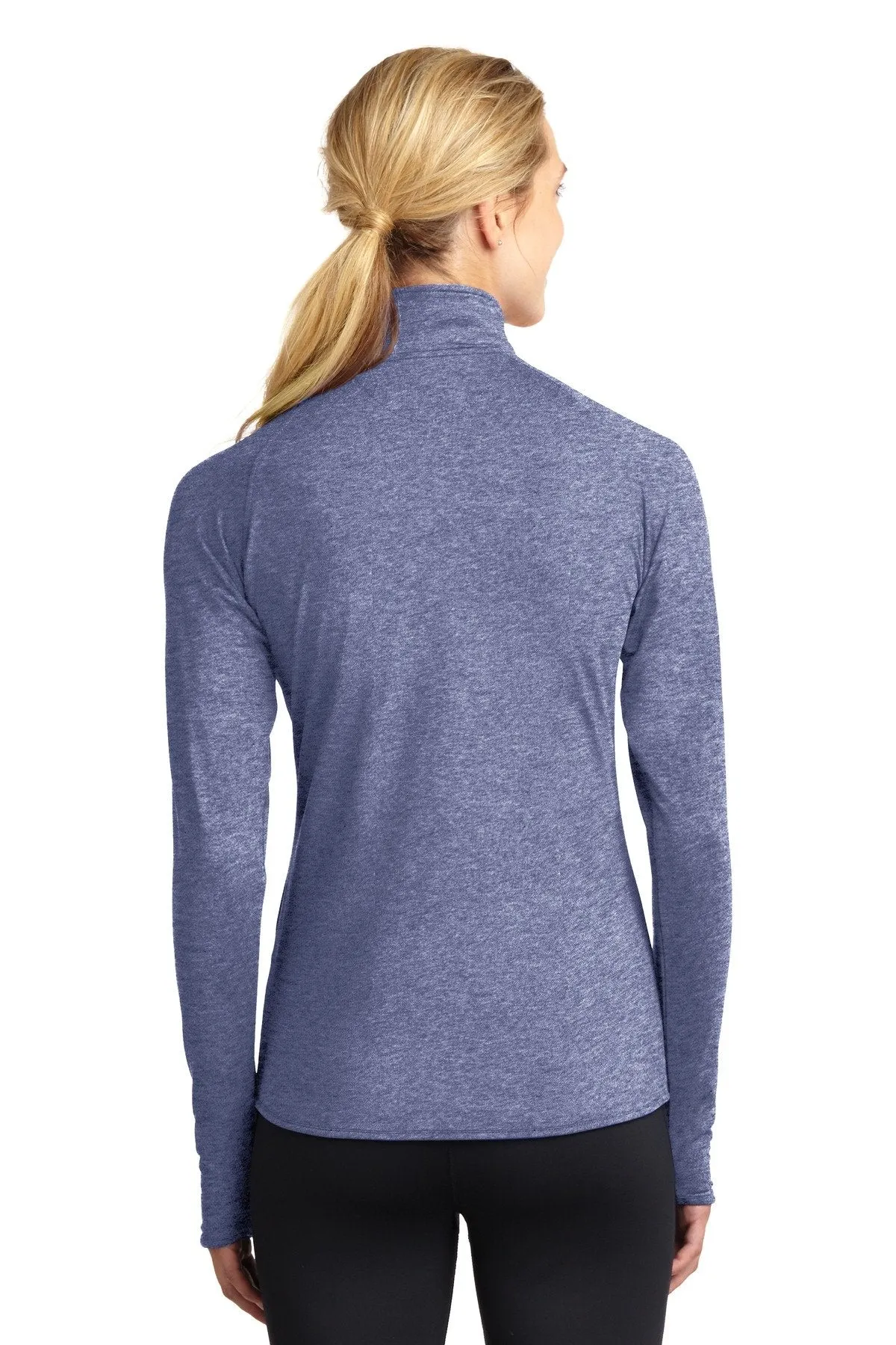 Sport-Tek Ladies Sport-Wick Stretch 1/2-Zip Pullover LST850 True Navy Heather