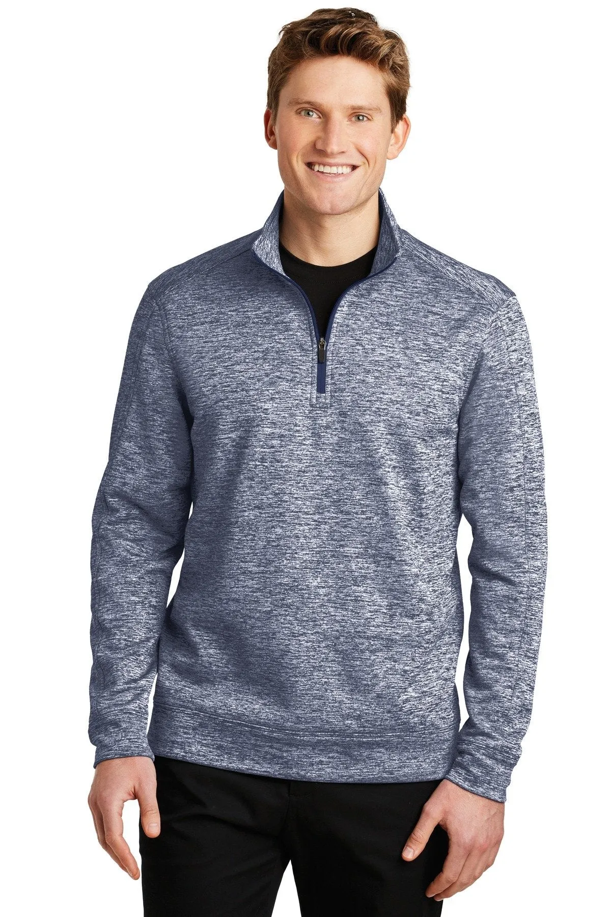 Sport-Tek PosiCharge Electric Heather Fleece 1/4-Zip Pullover ST226 True Navy Electric