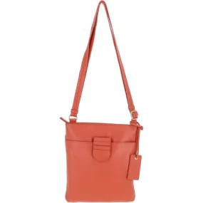 Tab Small Zip Top Leather Cross Body Bag Orange