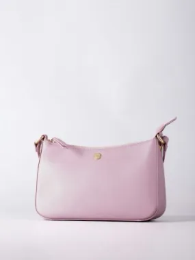 Tarnbeck Curved Leather Cross Body Bag in Dusky Pink