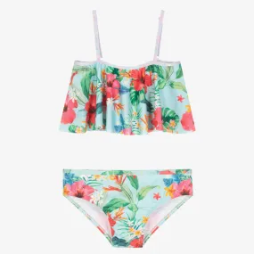 Teen Girls Blue Floral Bikini (UPF50+)