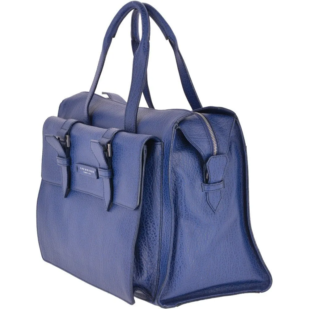 The Bridge Large  Italian Leather Large Work Bag French Blue/ruthenium : 70006 85 4Y NH