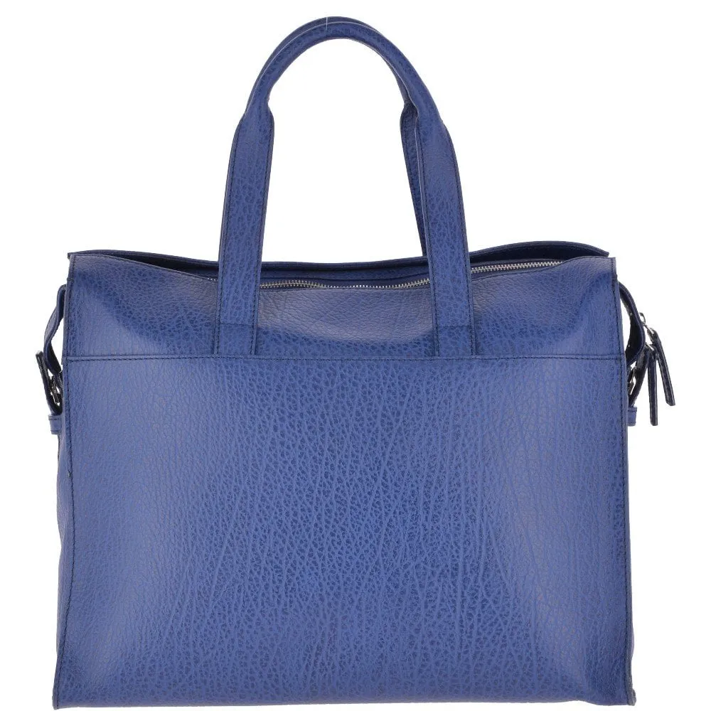 The Bridge Large  Italian Leather Large Work Bag French Blue/ruthenium : 70006 85 4Y NH