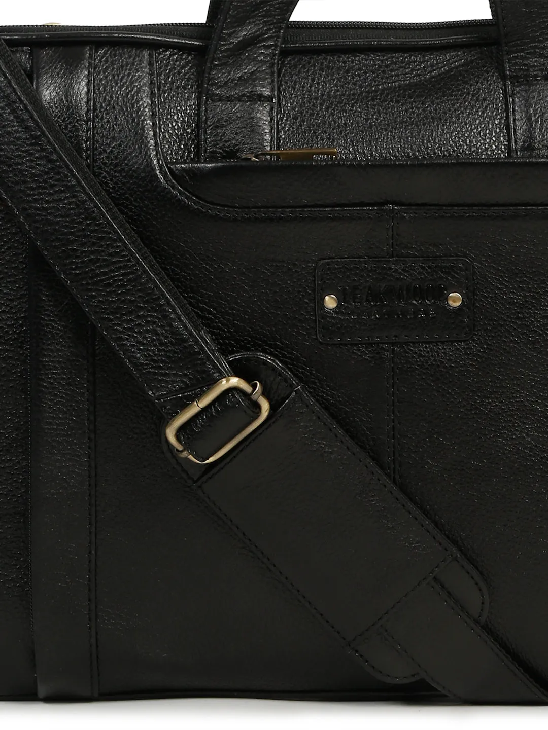 Unisex Black Leather taxtured laptop Bag