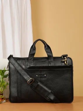 Unisex Black Leather taxtured laptop Bag