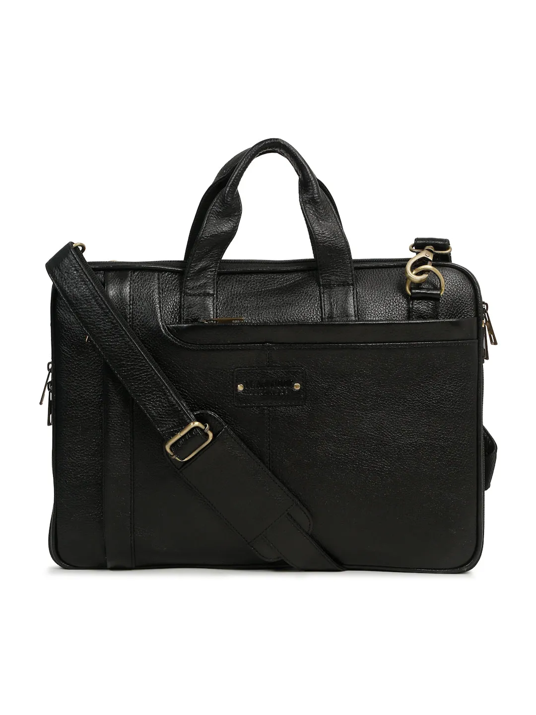 Unisex Black Leather taxtured laptop Bag