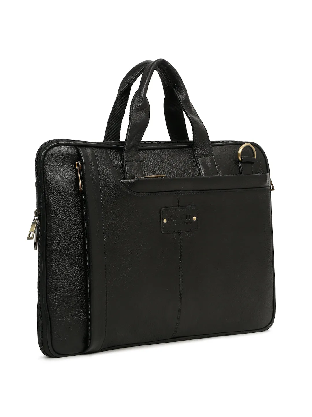 Unisex Black Leather taxtured laptop Bag