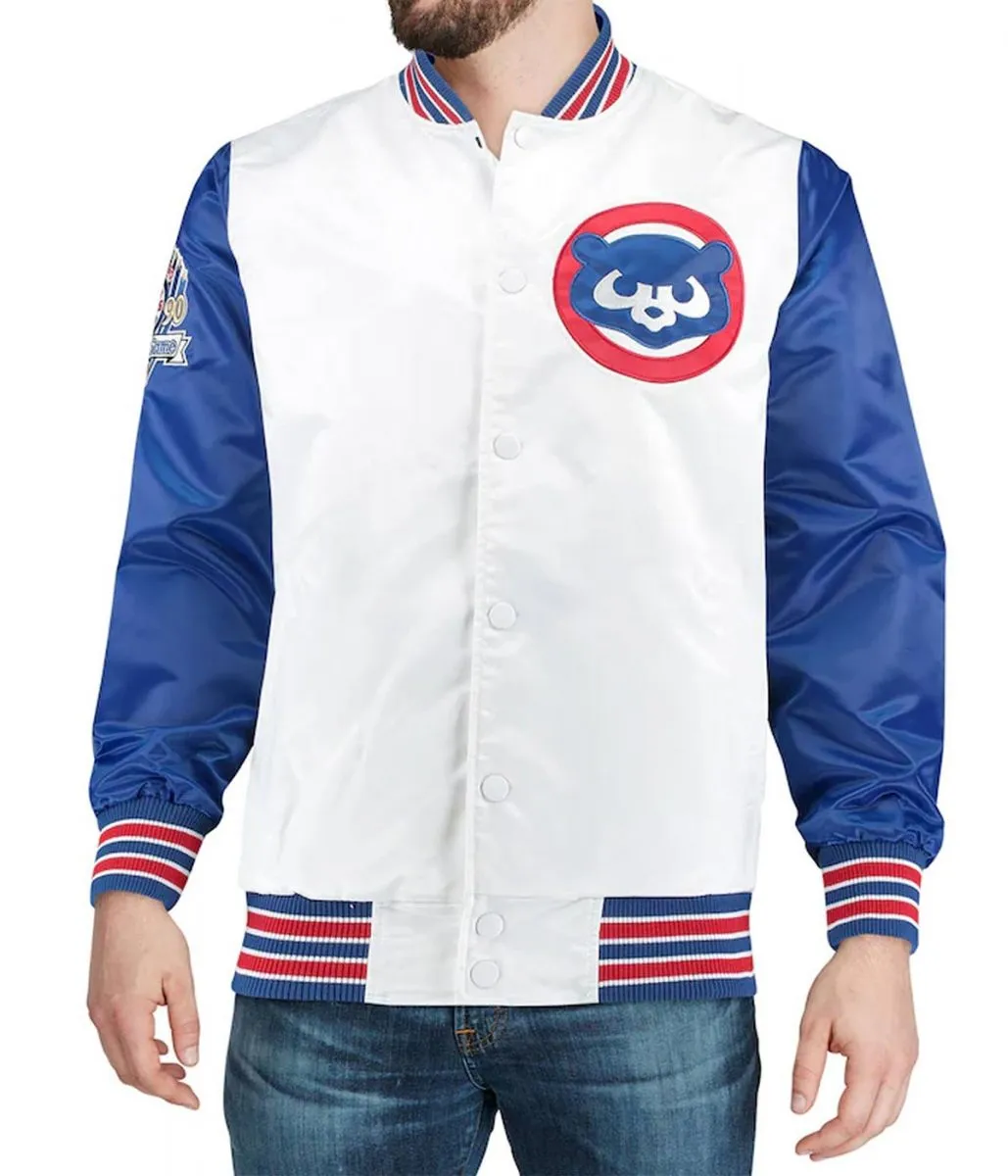 Varsity Chicago Cubs Satin Royal Blue and White Jacket