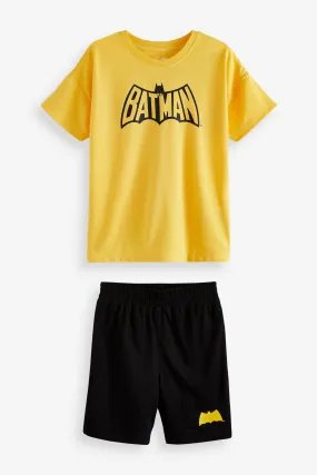 Yellow Marvel Batman Short Sleeve Pyjama Shorts Set